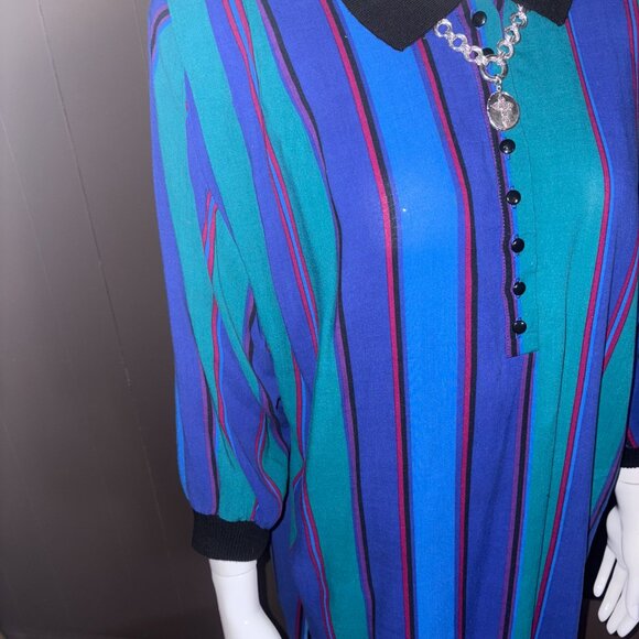 Vintage Shirley K Striped  Dress Sz 10 - Picture 9 of 9
